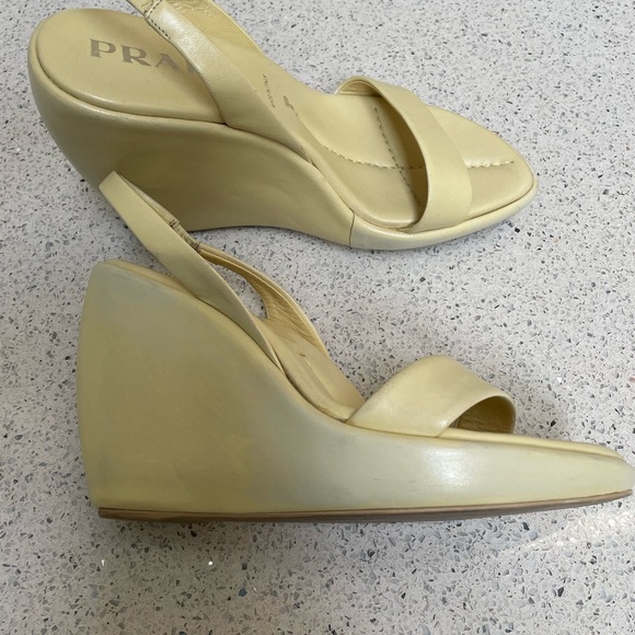 Prada wedge sandals , light yellow color , size 6.5 - Picture 2 of 4